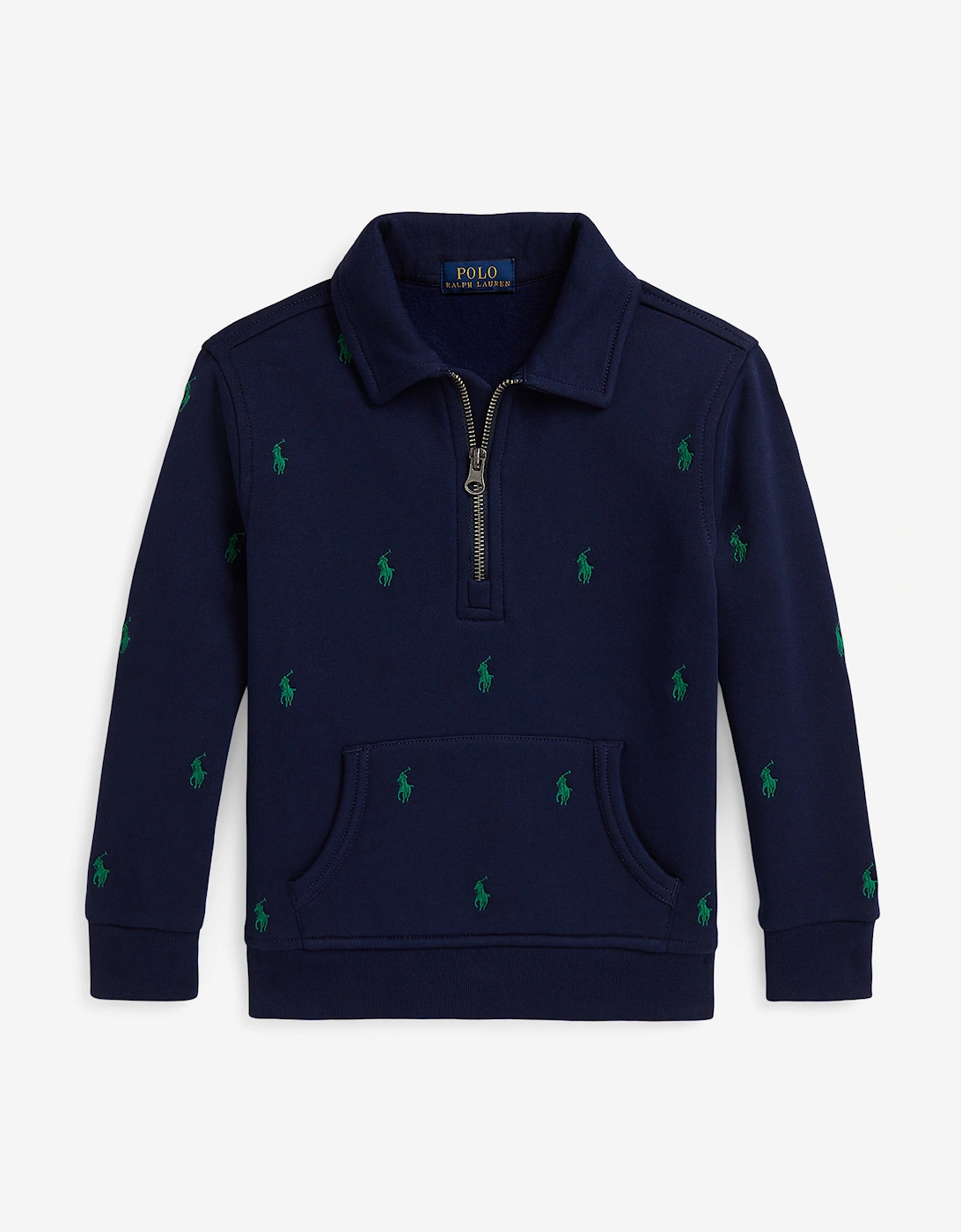 Boys Half Zip Logo Pullover in Navy, 6 of 5