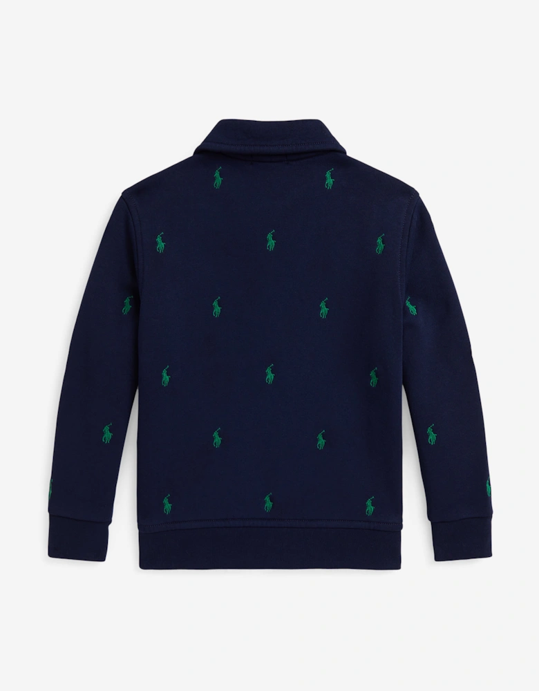 Boys Half Zip Logo Pullover in Navy