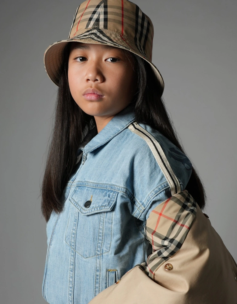 Girls Overlogo Track Chambray Jacket in Blue