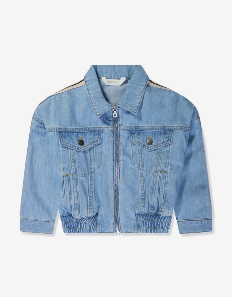 Girls Overlogo Track Chambray Jacket in Blue