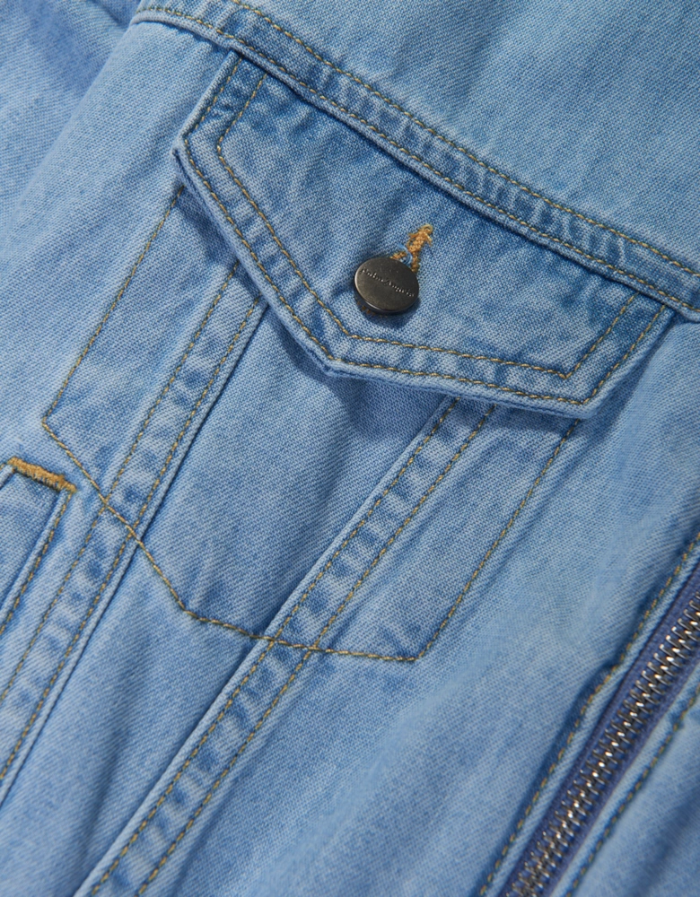 Girls Overlogo Track Chambray Jacket in Blue