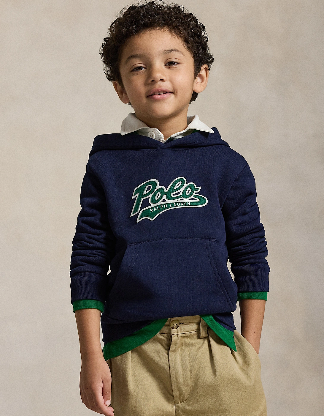 Boys Polo Hoodie in Navy