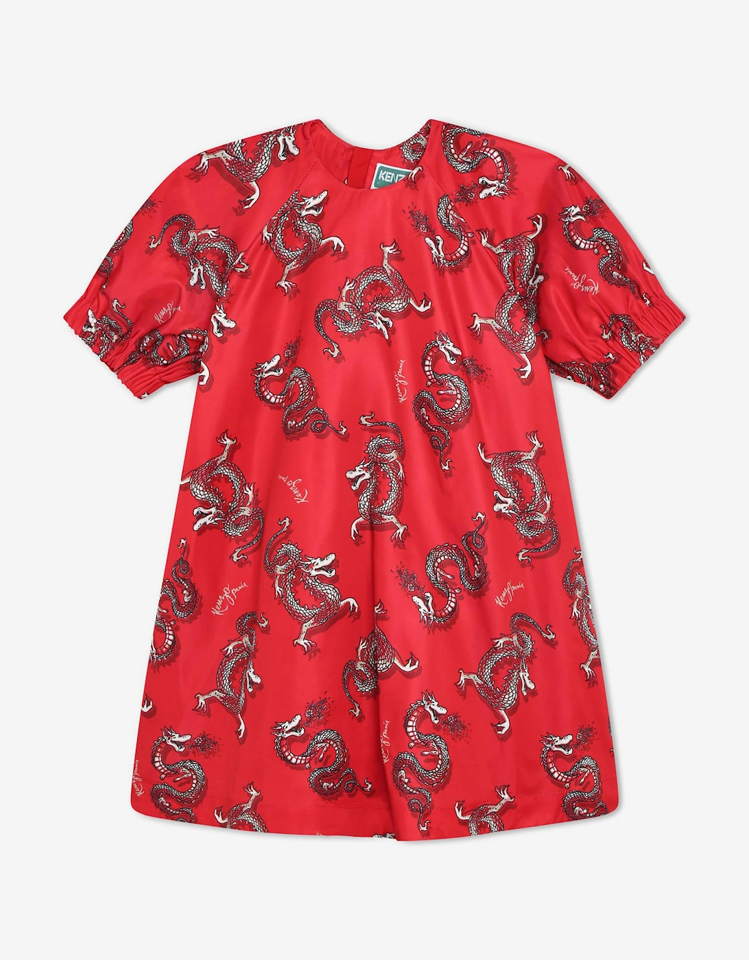 Girls Dragon Print Dress in Red, 5 of 4