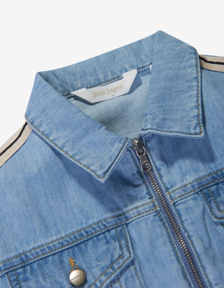 Girls Overlogo Track Chambray Jacket in Blue