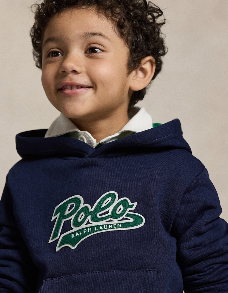 Boys Polo Hoodie in Navy