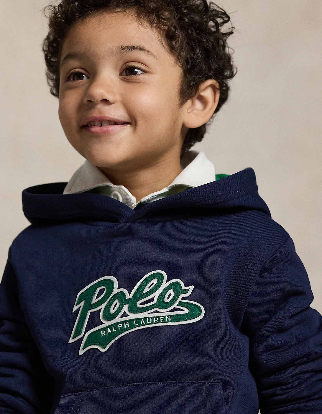 Boys Polo Hoodie in Navy