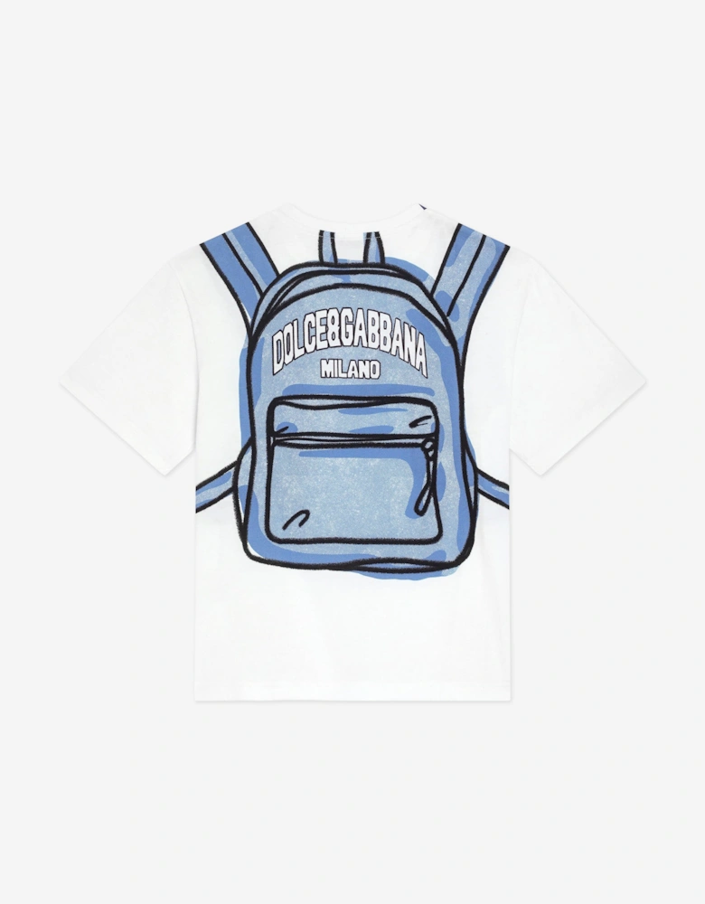 Boys Backpack Print T-Shirt in White