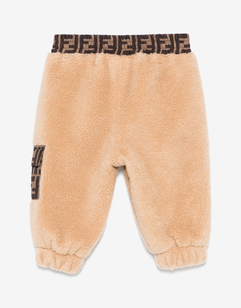 Baby Teddy Fleece Joggers in Beige
