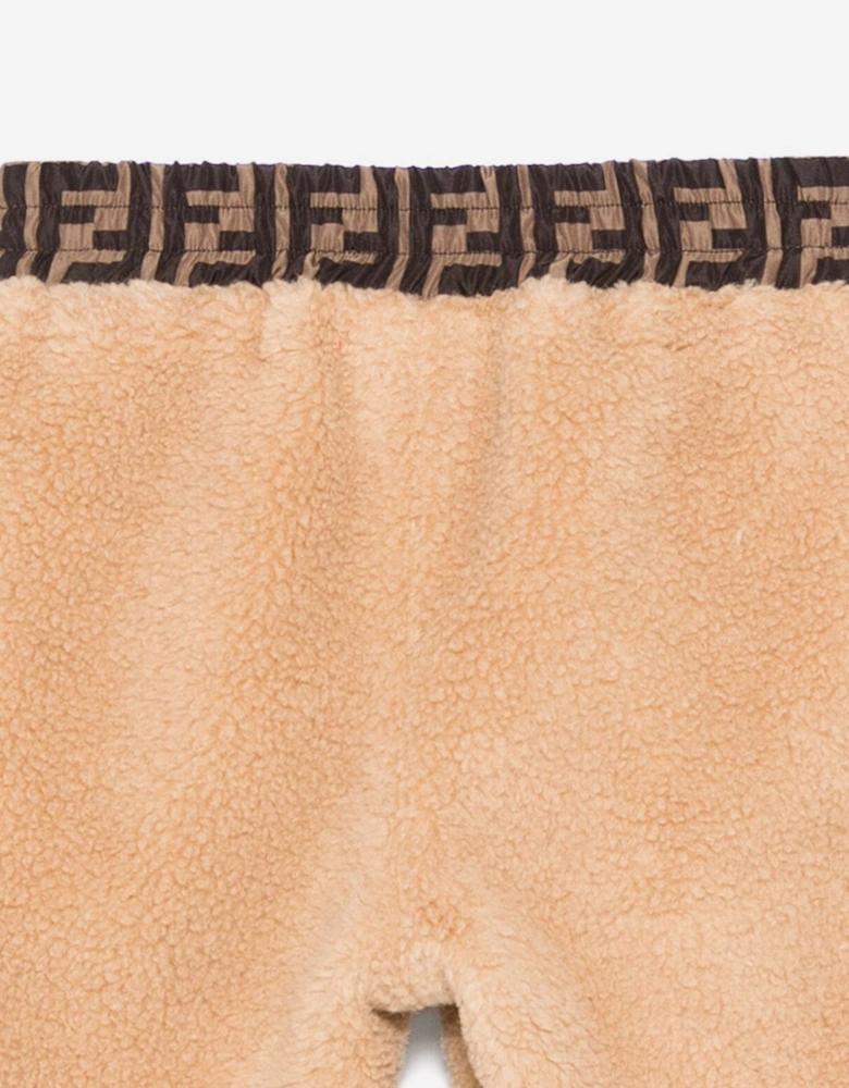 Baby Teddy Fleece Joggers in Beige