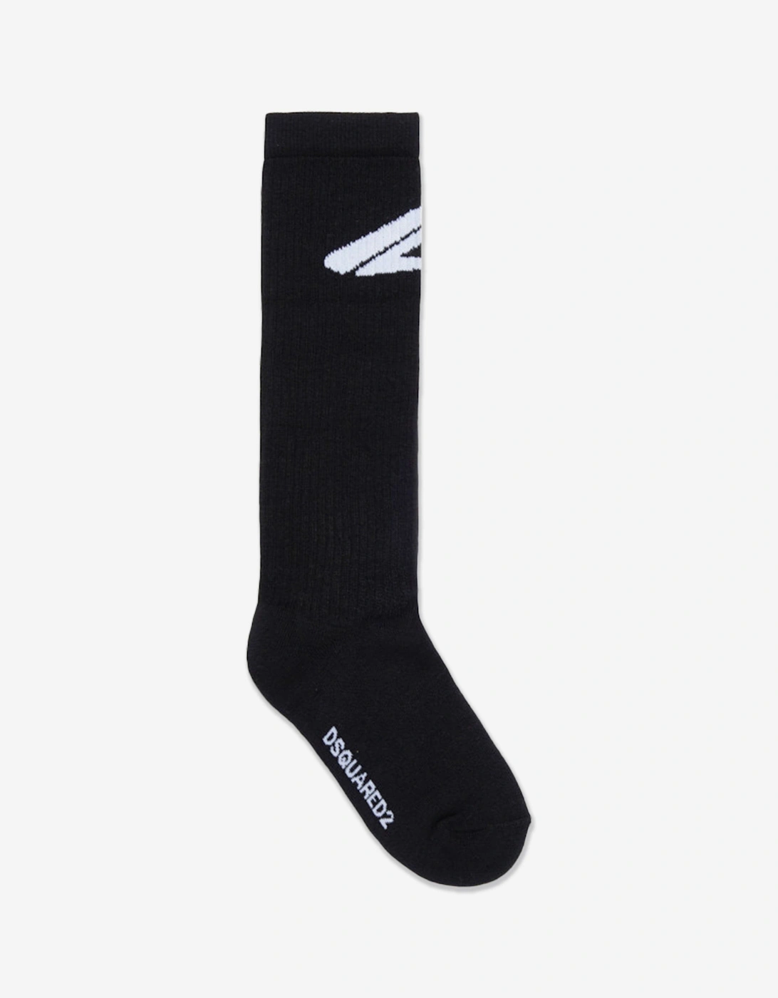 Dsquared2 Girls Black 'S Icon Logo Socks In  14 Years/15 Years/16 Years Size 14 Kids