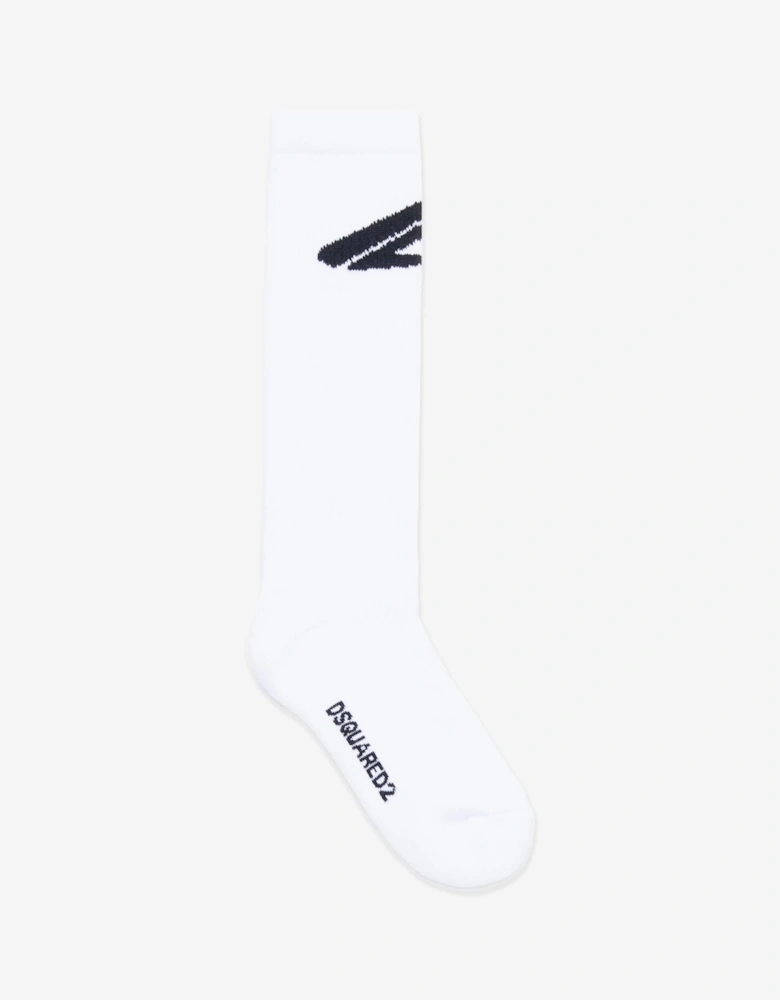 Kids Icon Logo Socks in White