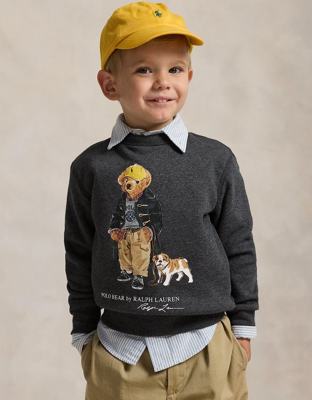 Boys Polo Bear Sweatshirt in Grey