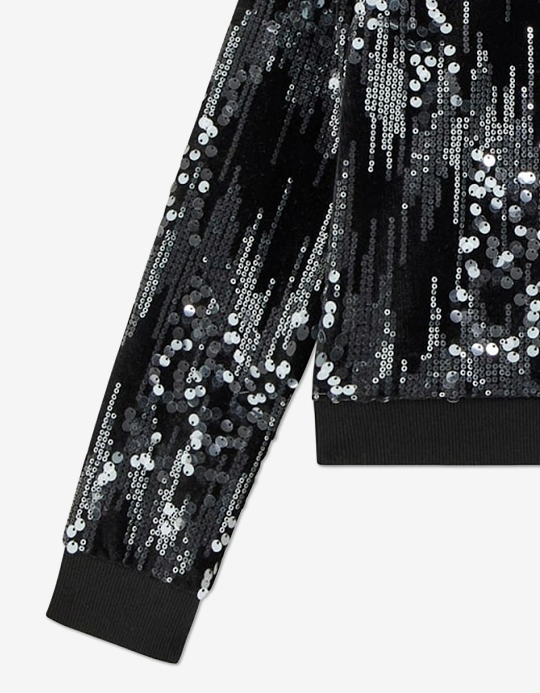 Girls Velvet Zip Up Top in Black