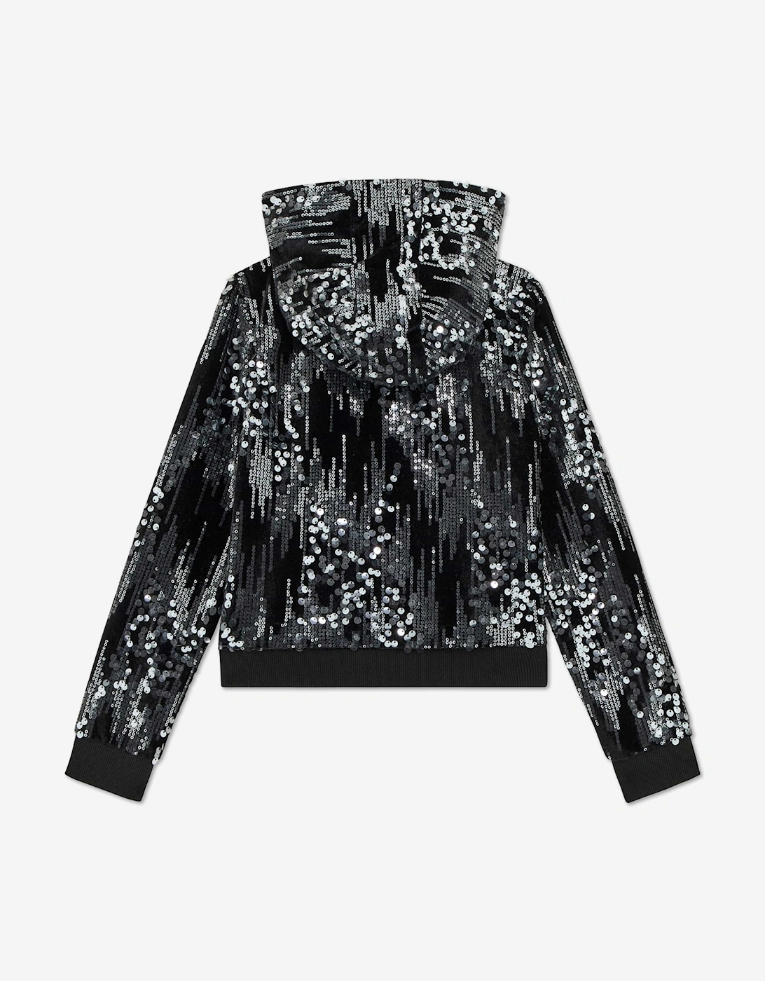 Girls Velvet Zip Up Top in Black