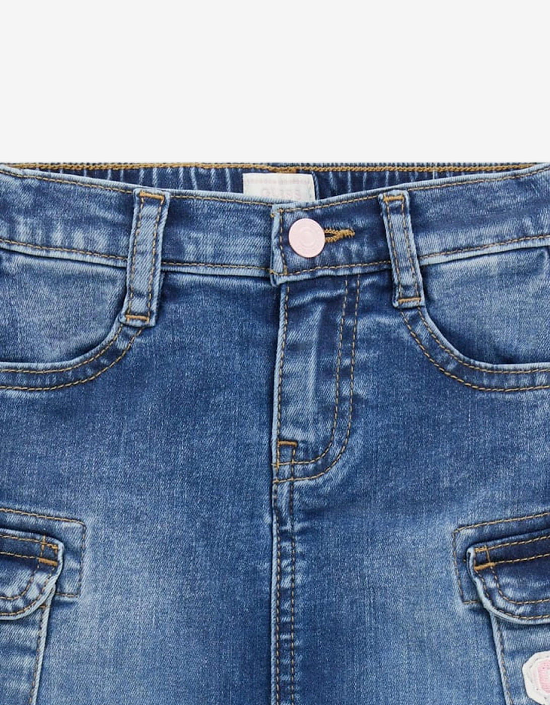 Girls Stretch Denim Skirt in Blue