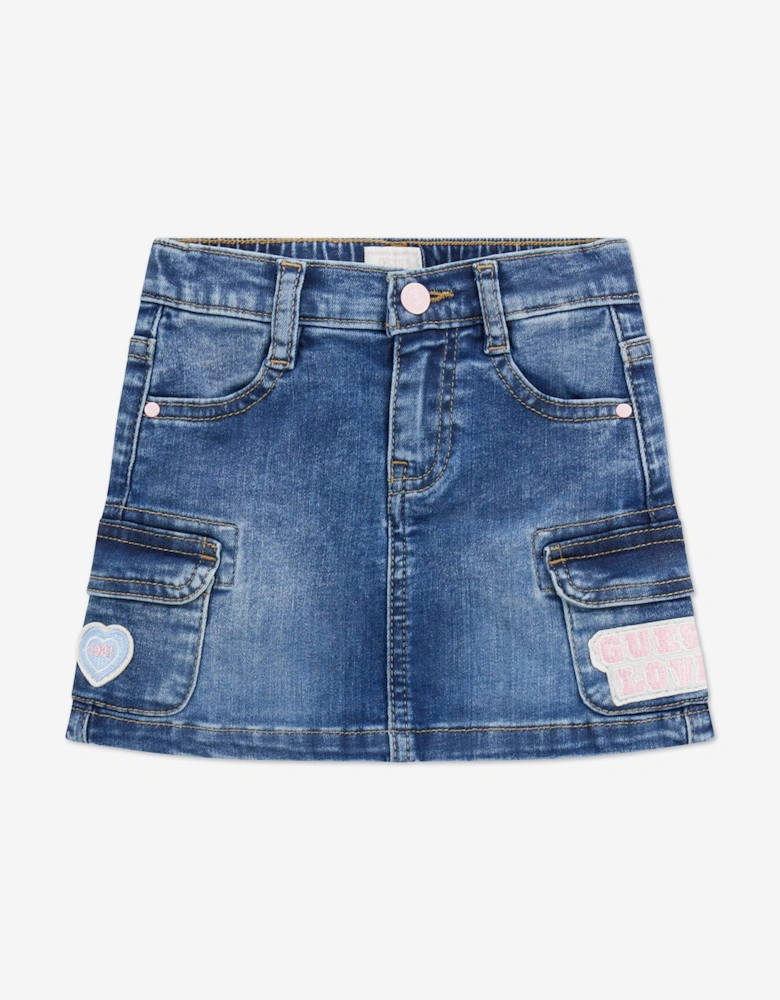 Girls Stretch Denim Skirt in Blue