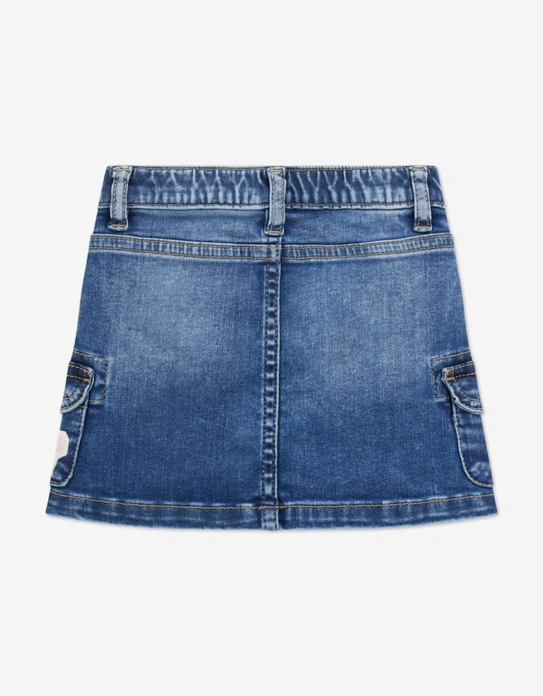 Girls Stretch Denim Skirt in Blue