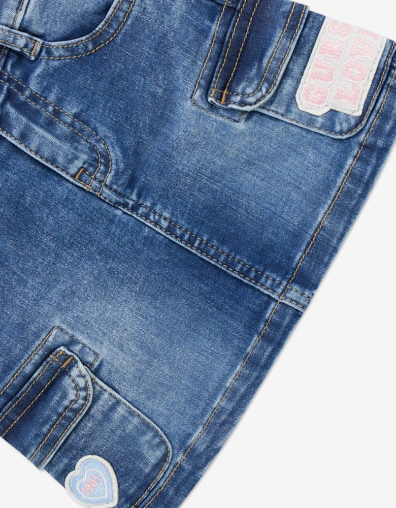 Girls Stretch Denim Skirt in Blue