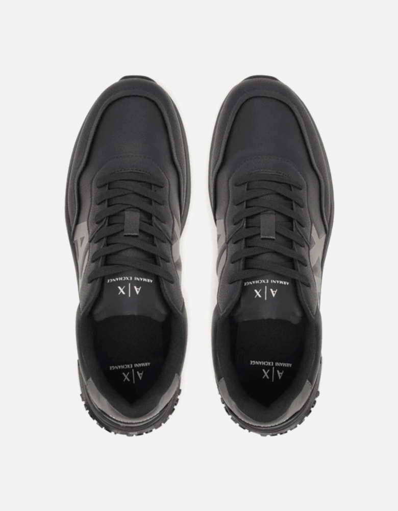 Leather AX Logo Triple Black Runner Sneaker