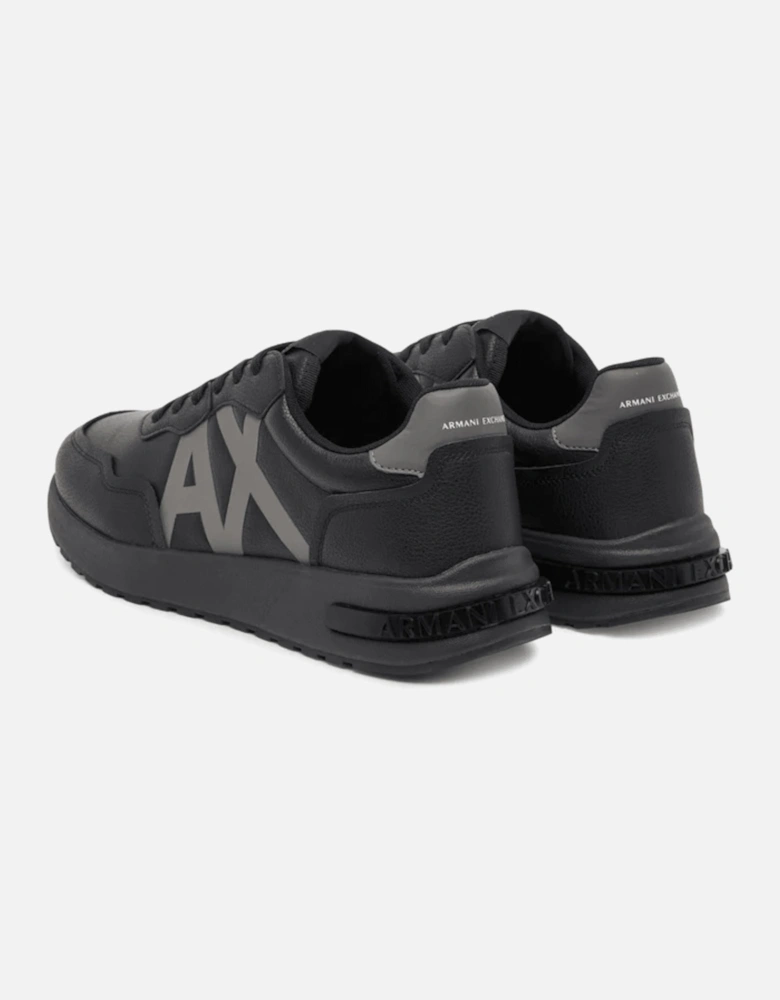 Leather AX Logo Triple Black Runner Sneaker