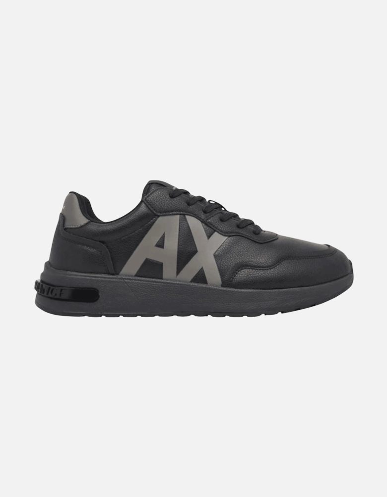 Leather AX Logo Triple Black Runner Sneaker
