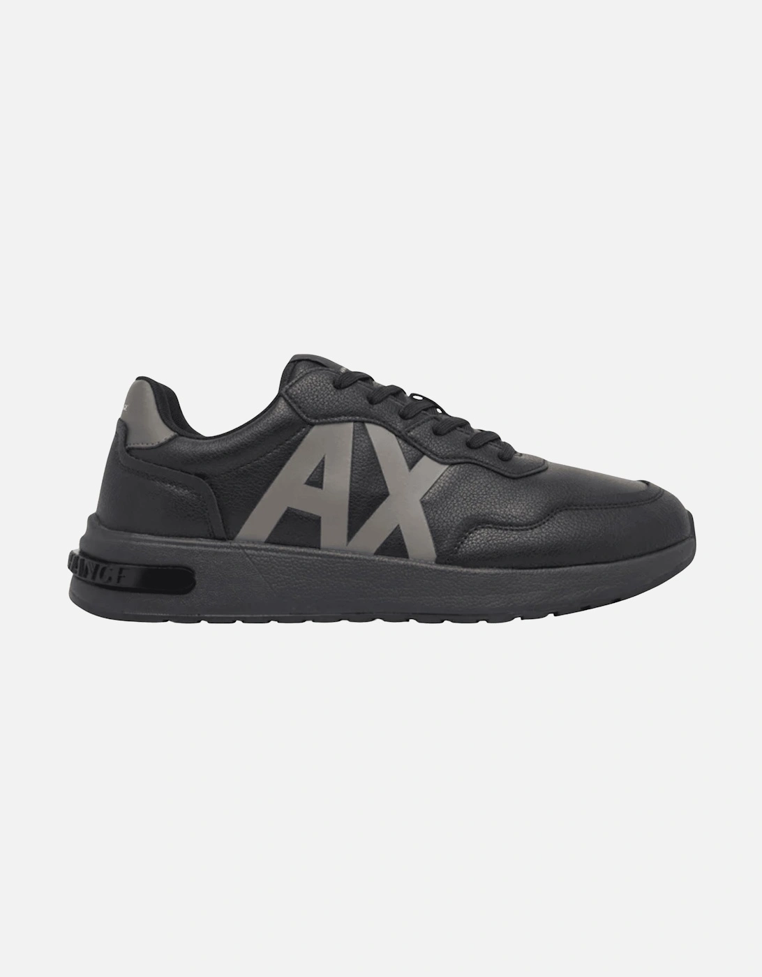Leather AX Logo Triple Black Runner Sneaker, 5 of 4