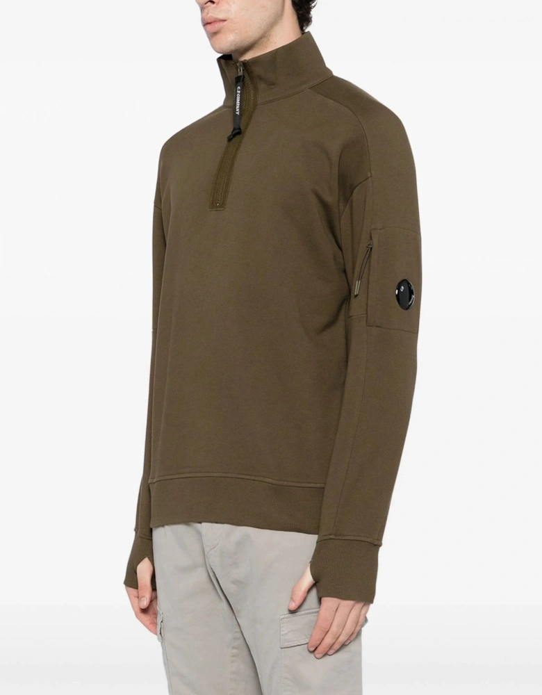 Diagonal Lens 1/4 Zip Sweatshirt Green