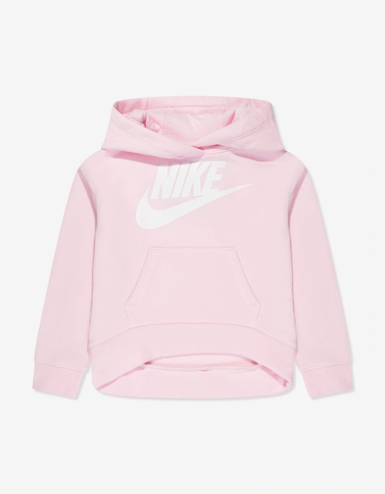 Girls Club Fleece High Low Hoodie in Pink