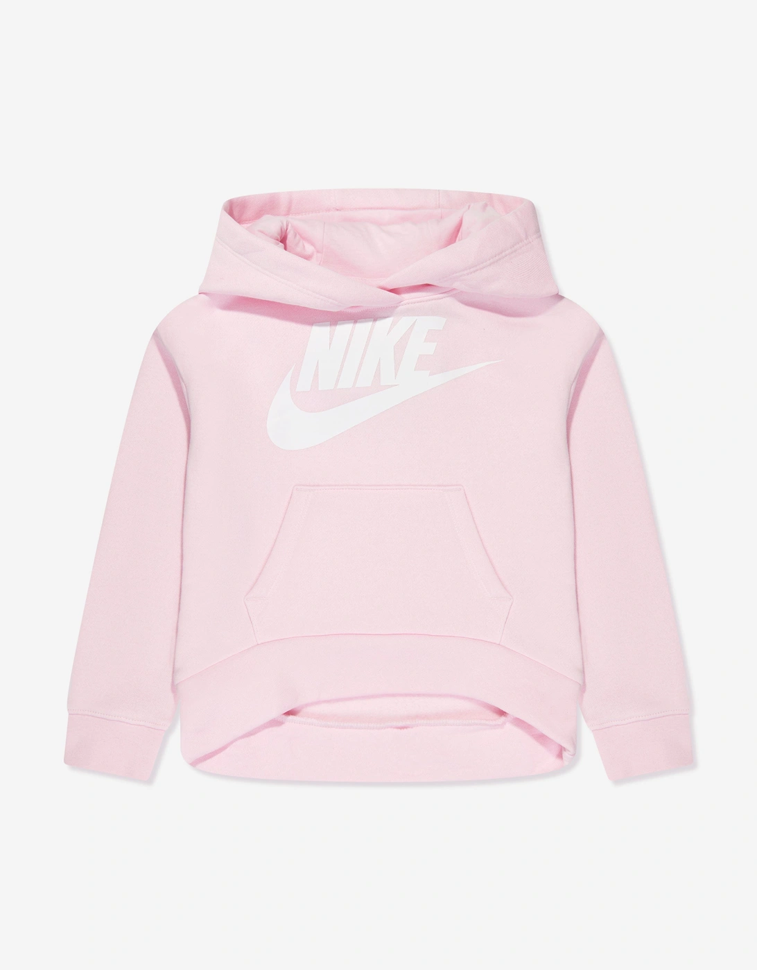 Nike Girls Pink Club Fleece High Low Hoodie In - Size: 2 Years/3 Years Kids