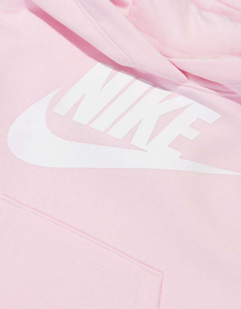 Girls Club Fleece High Low Hoodie in Pink