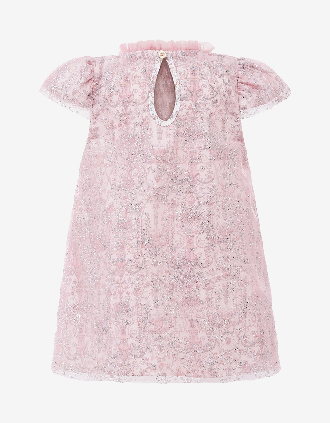 Baby Girls Glittery Toile de Jouy Dress in Pink