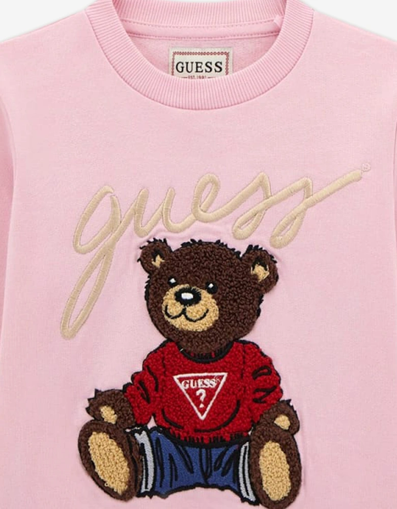 Girls Teddy Bear Sweatshirt in Pink