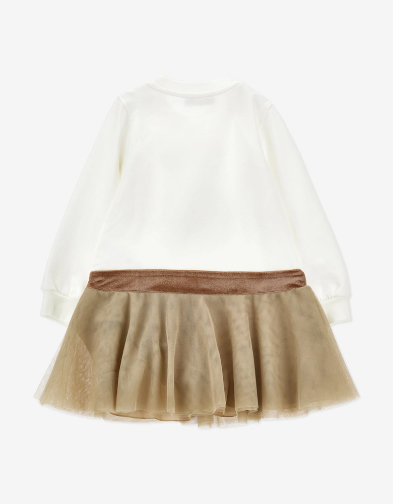 Girls Teddy Bear Dress in Ivory
