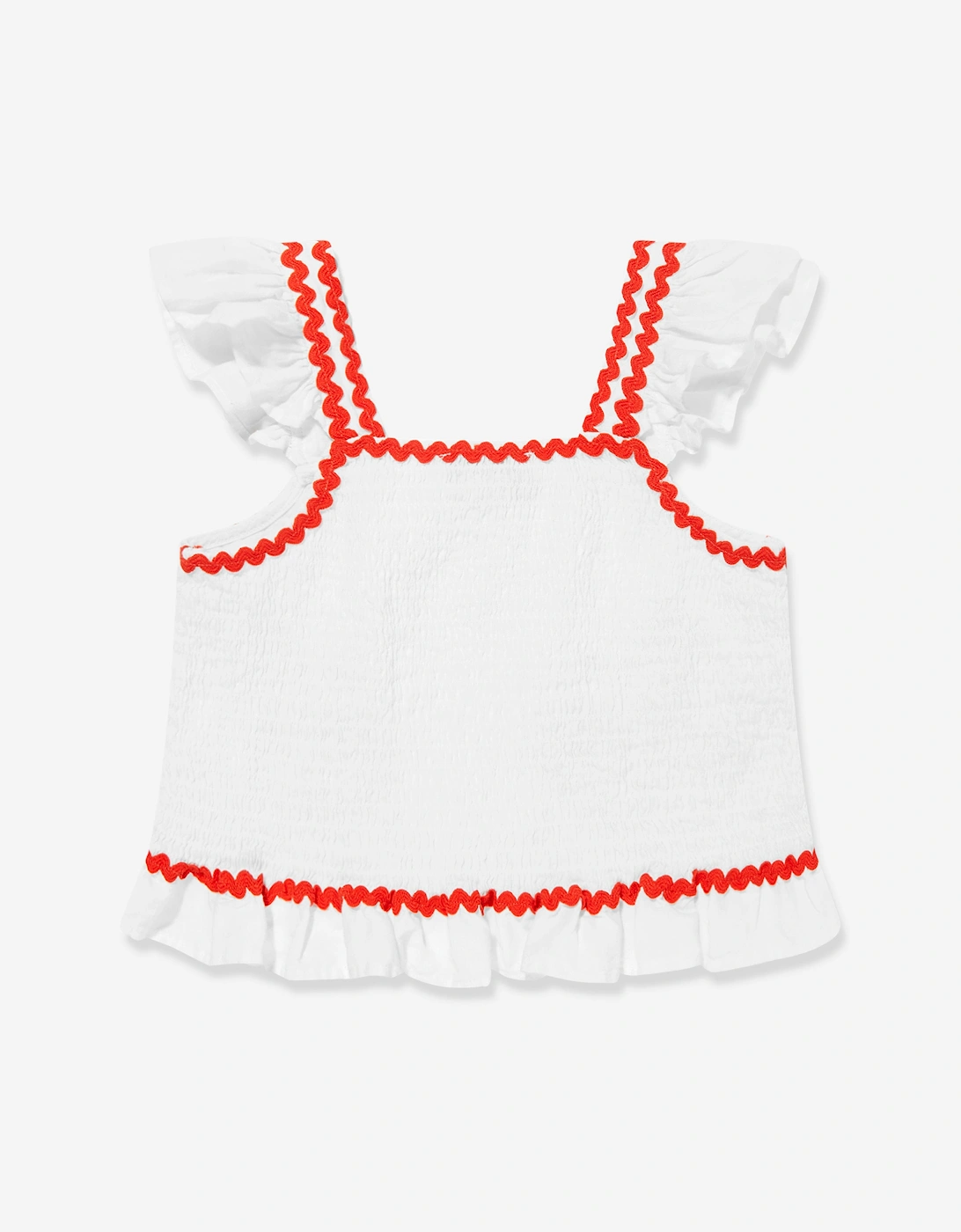 Girls Linen Strawberry Top in Ivory