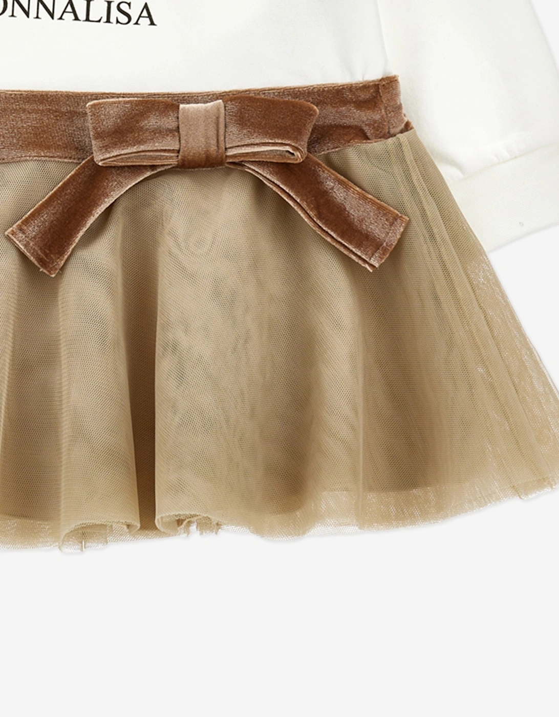Girls Teddy Bear Dress in Ivory