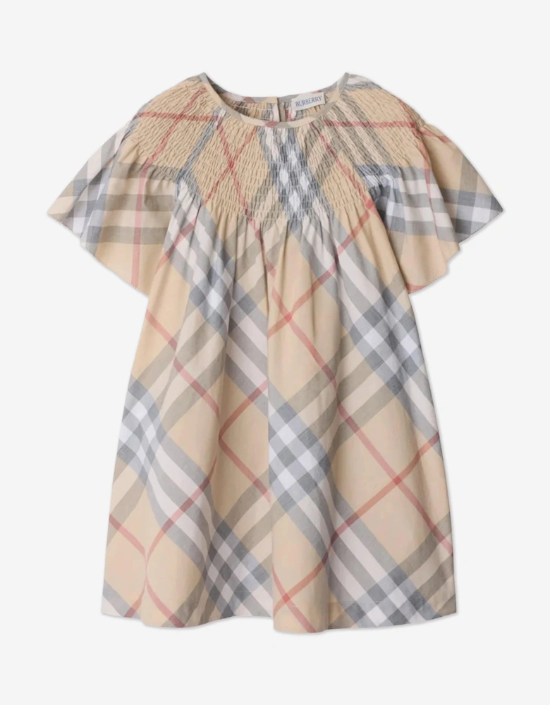 Girls Check Cali Dress in Beige