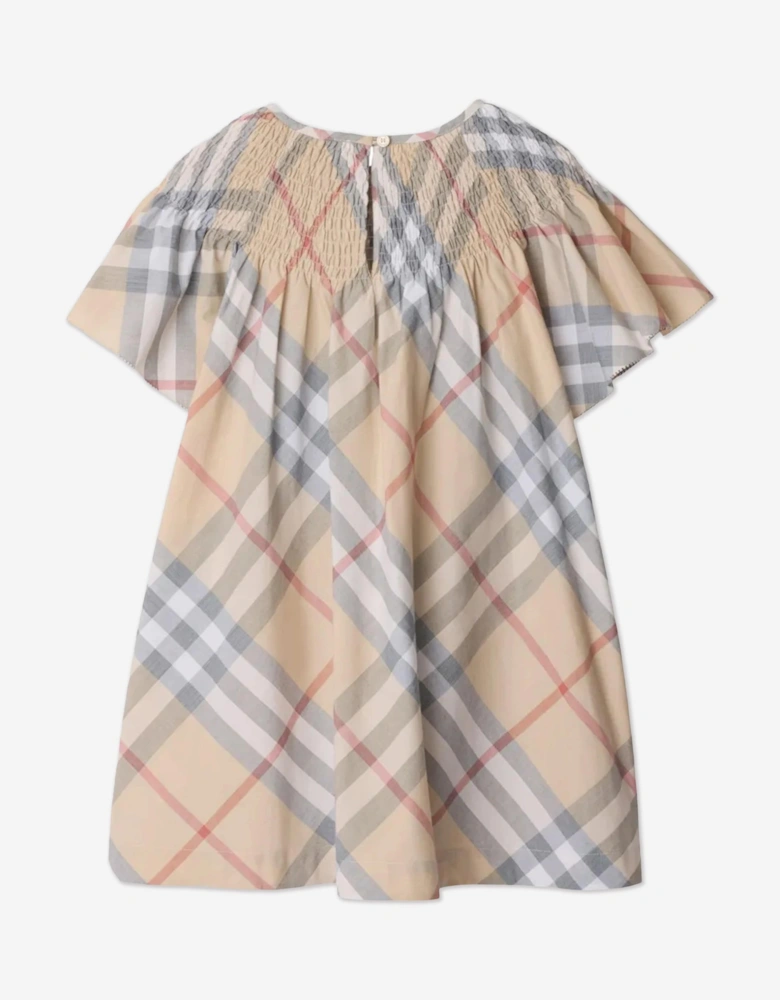 Girls Check Cali Dress in Beige