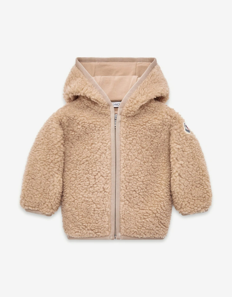 Baby Boys Teddy Fleece Zip Up Top in Beige