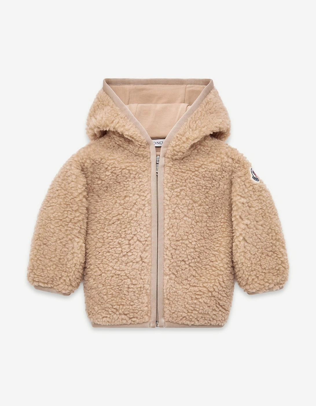 Baby Boys Teddy Fleece Zip Up Top in Beige, 5 of 4