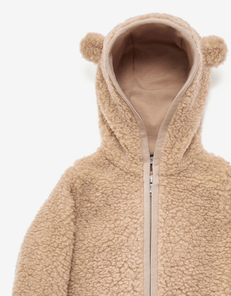 Baby Boys Teddy Fleece Zip Up Top in Beige