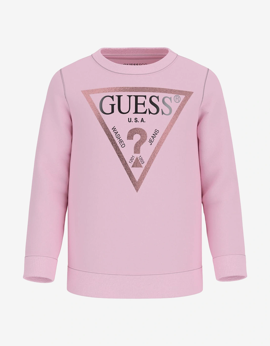 Guess Girls Pink 'S Logo Sweatshirt In  6 Years/7 Years Size 6.5 Yrs Kids