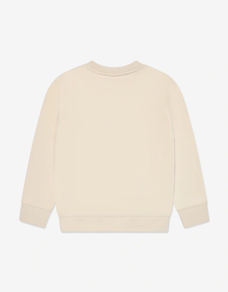 Boys Brush Back Small Logo Sweatshirt in Beige
