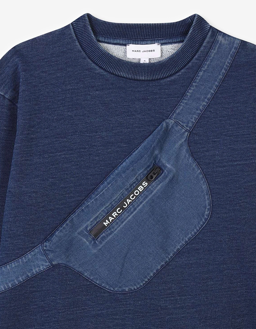 Boys Chambray Bag Sweatshirt in Blue