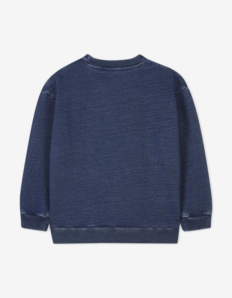Boys Chambray Bag Sweatshirt in Blue