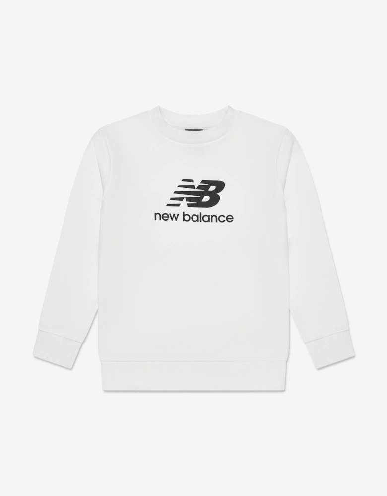 Boys Brush Back Stacked Logo Sweatshirt in White