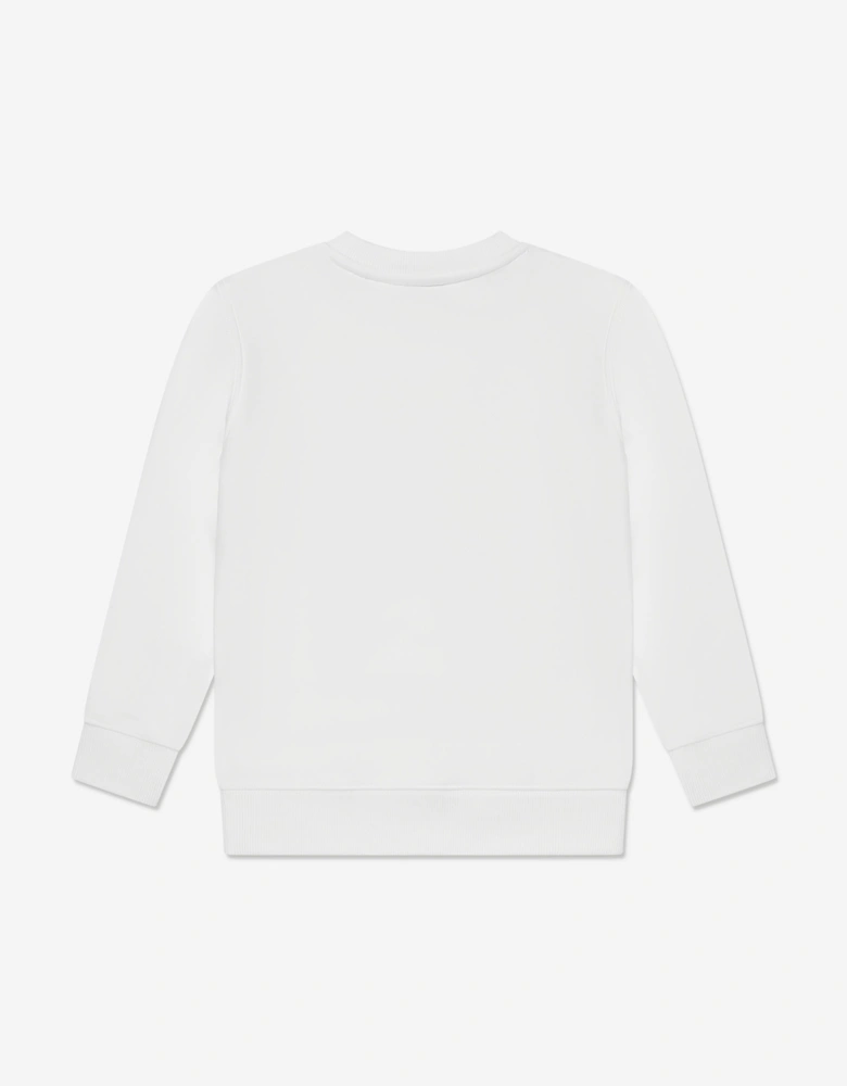 Boys Brush Back Stacked Logo Sweatshirt in White