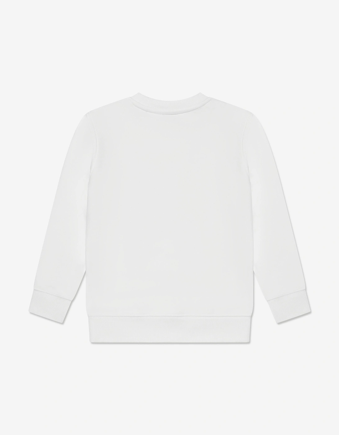Boys Brush Back Stacked Logo Sweatshirt in White