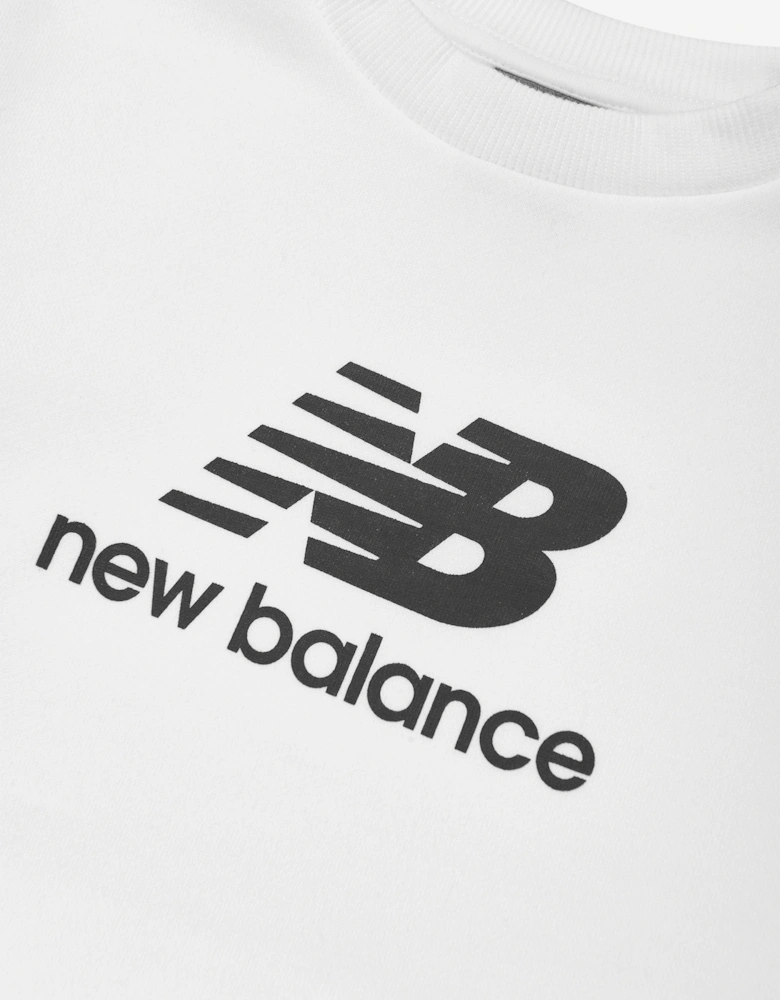 Boys Brush Back Stacked Logo Sweatshirt in White