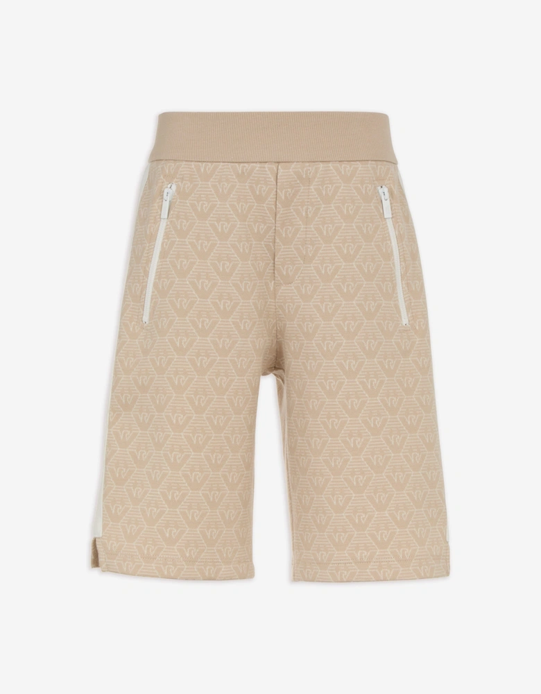 Boys Logo Bermuda Shorts in Beige