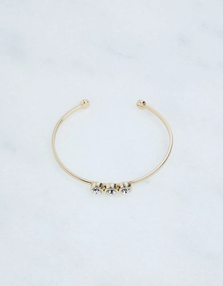 14kt Gold Plated Hand Set European Crystal Trio Cuff